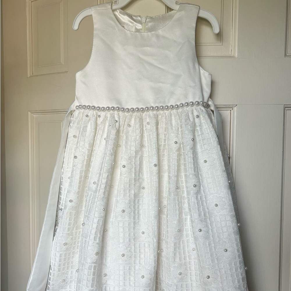 American Princess White Dress with Pearl Details